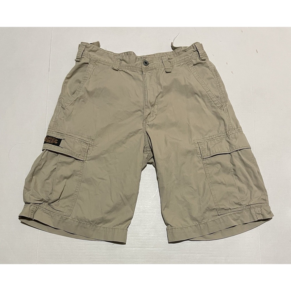 Vintage POLO JEANS CO. Cargo Shorts Mens Size 31 X 11.5 Beige Rip Stop Cotton